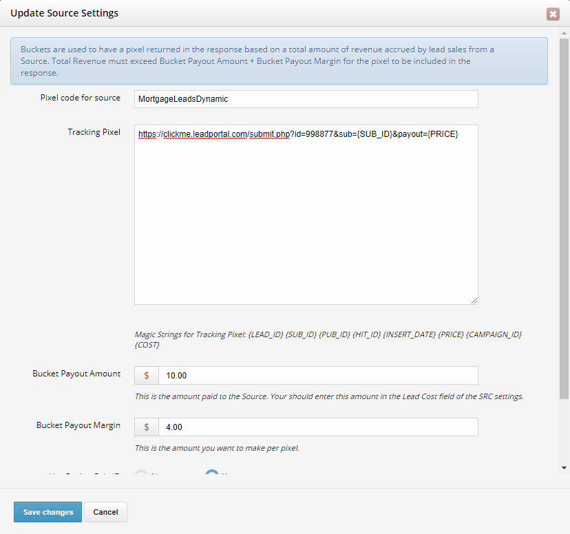 Bucket Web Campaigns | Managing Affiliate Pixels