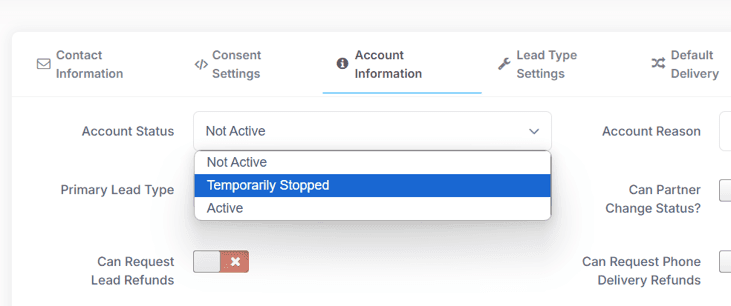 Partner Status Management | Not Active vs. Stopped