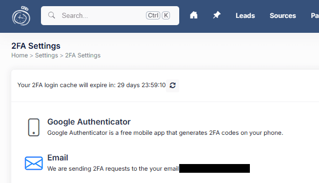 Navigate to 2FA Settings