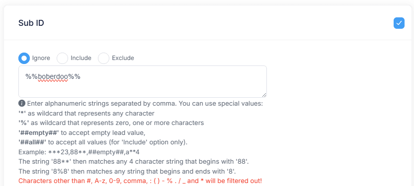 Reporting By Sub Tracking Variables