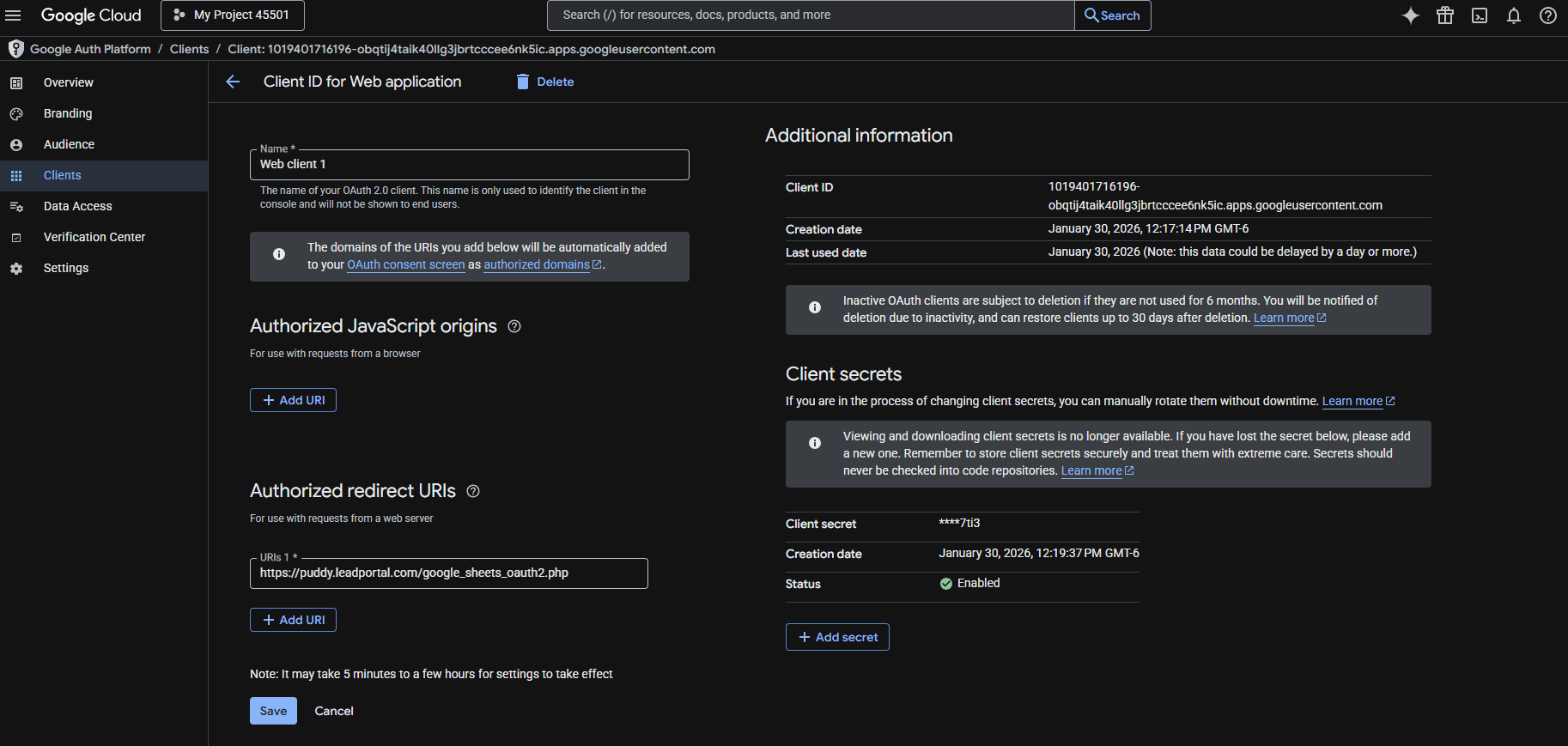 Step 4: Copy Client ID and Client Secret