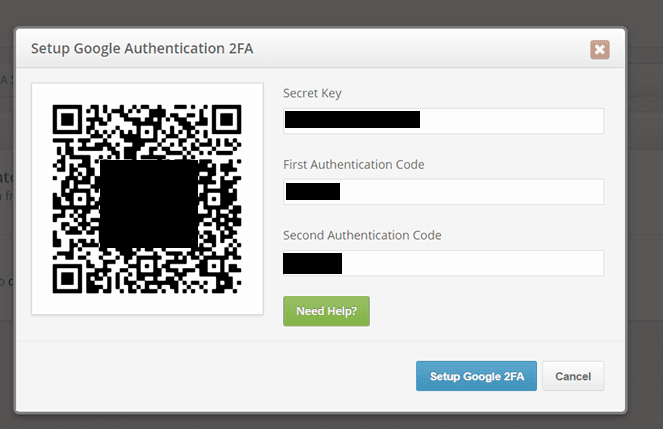 Enter Authentication Codes
