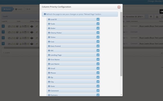 column priority configuration