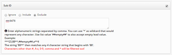 SubID Wildcard filter example