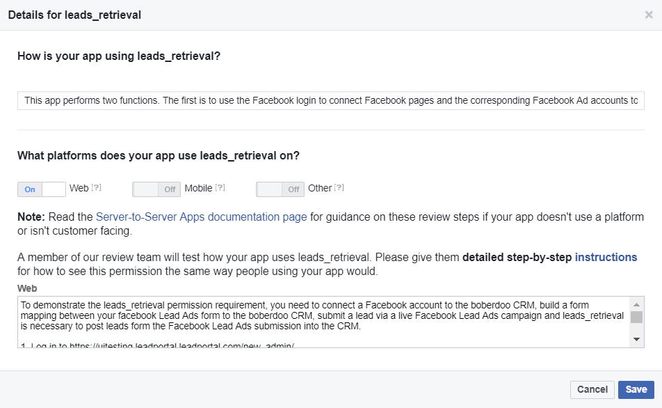 facebook integration