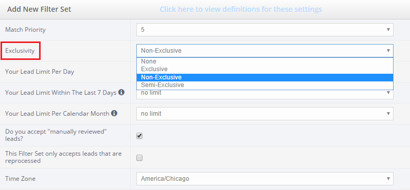 filter set exclusivity