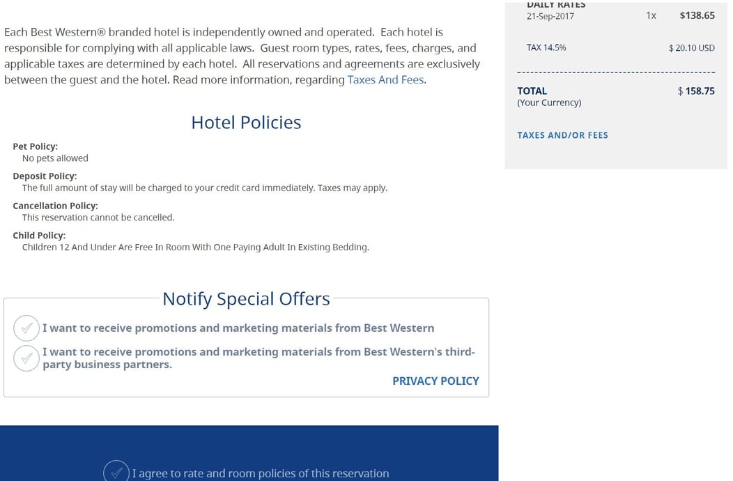 unsavory marketing best western booking screenshot