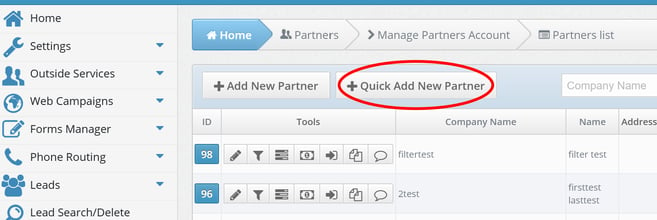 Quick Add Partner