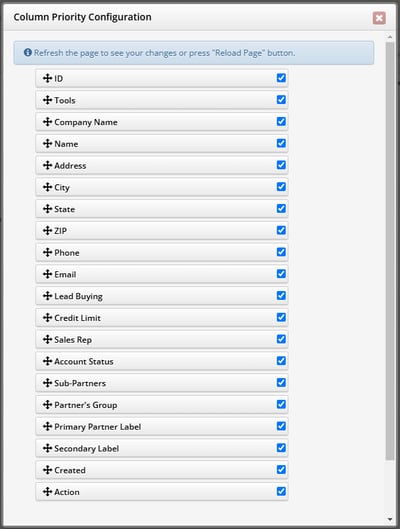 column priority partner column priority partner