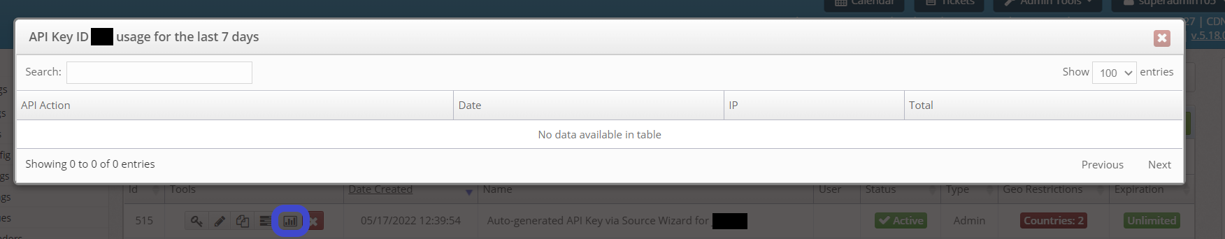 api key usage button api key usage button