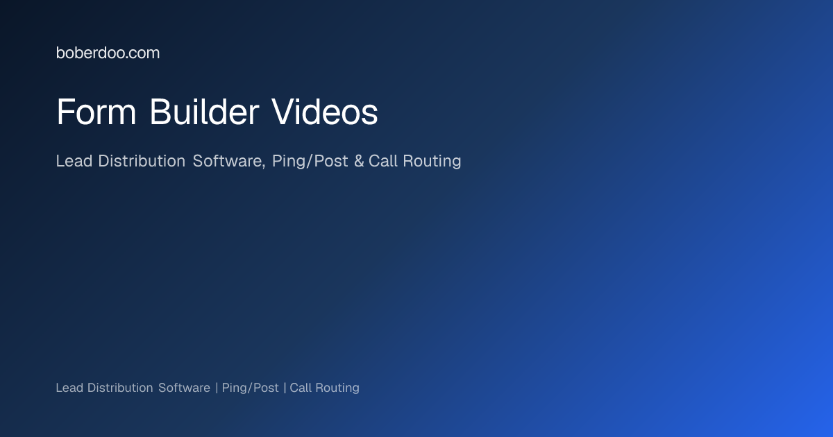 Form Builder Videos