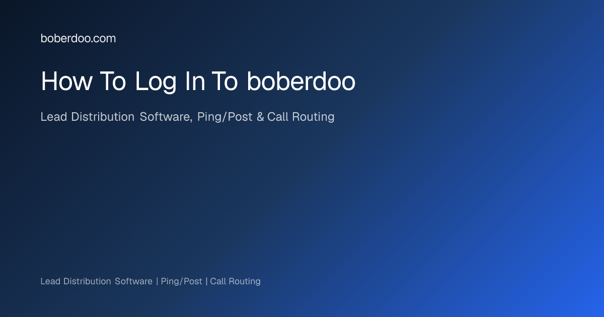 How To Log In To boberdoo