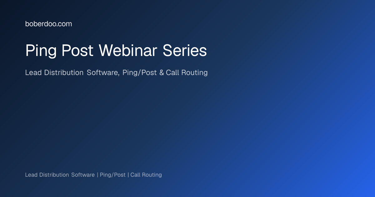 Ping Post Webinar Series